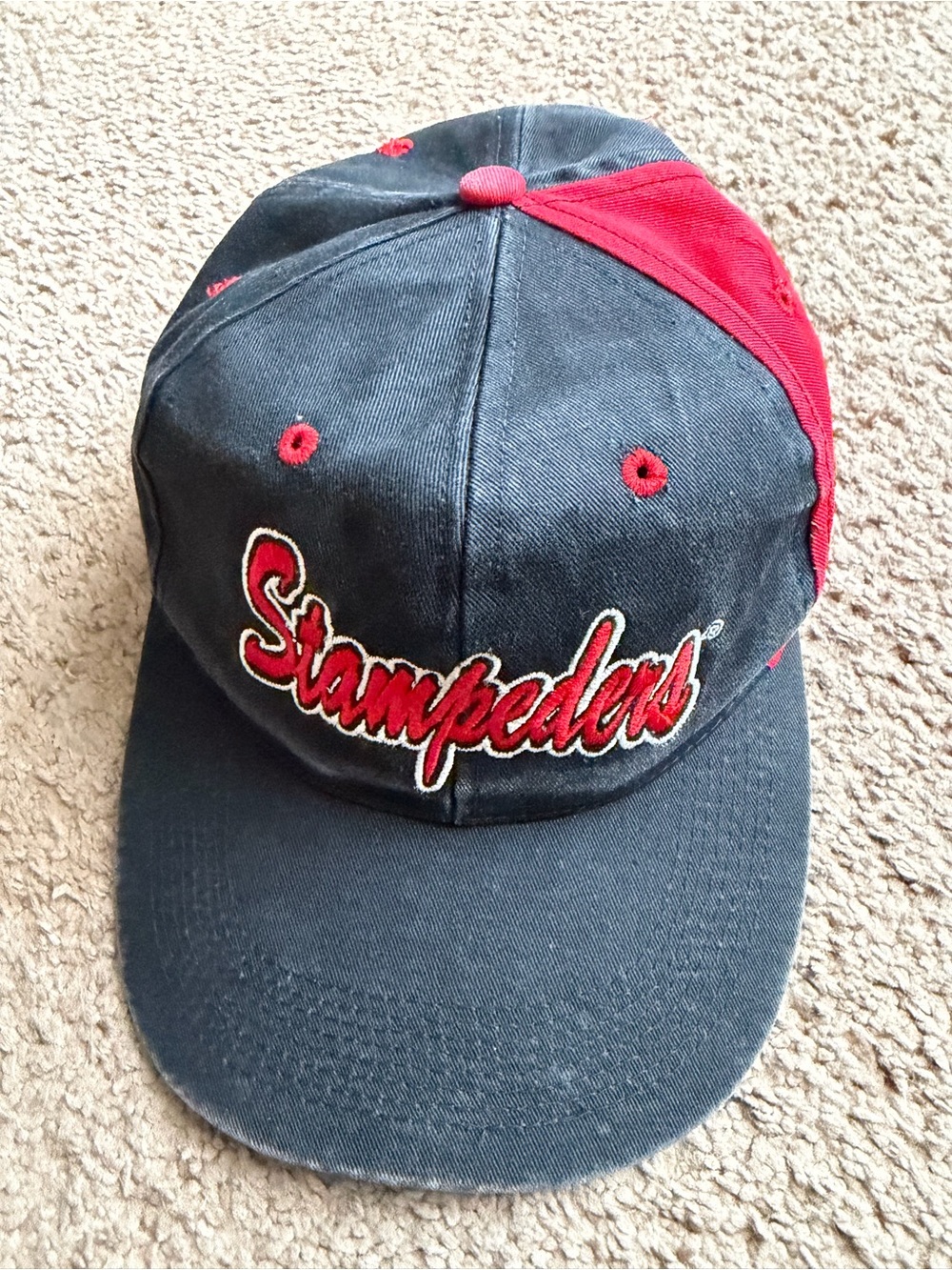 Vtg Calgary Stampeders Strapback Hat CFL Football Team Script Logo Sport Cap